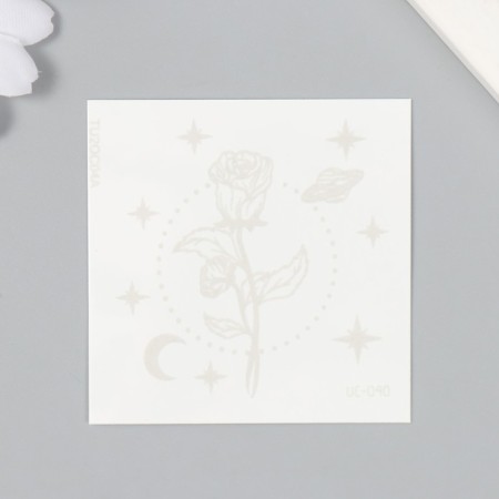 Tattoo on the body is blue waterproof "Rose and planet" 6x6 cm