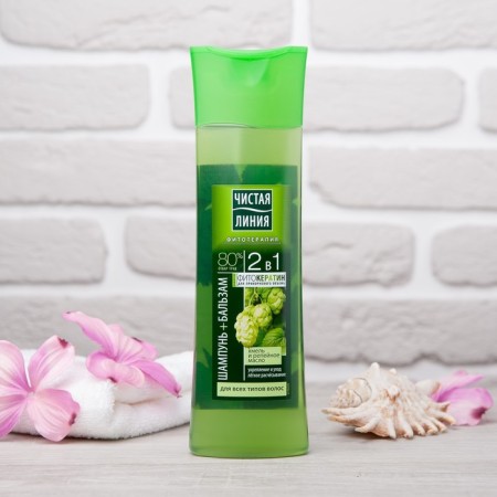 Shampoo and hair balm clean line 2 in 1 “phytocaratin”, with hops and burdock oil, 400 ml-7