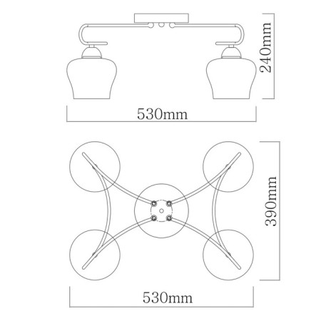 Alpha chandelier, size 39x26x55 cm, 240W 4xe27-9