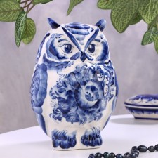 Souvenir Owl, Gzhel, 19x14 cm