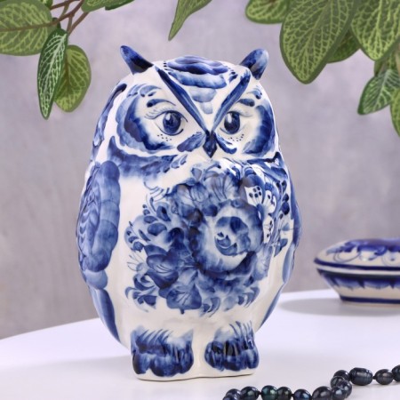 Souvenir Owl, Gzhel, 19x14 cm