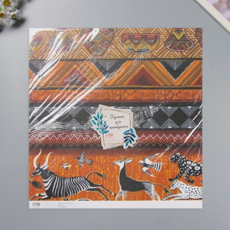 Scrapbooking "Africa" ​​density 180 grams set 5 pcs 30.5x32 cm-4