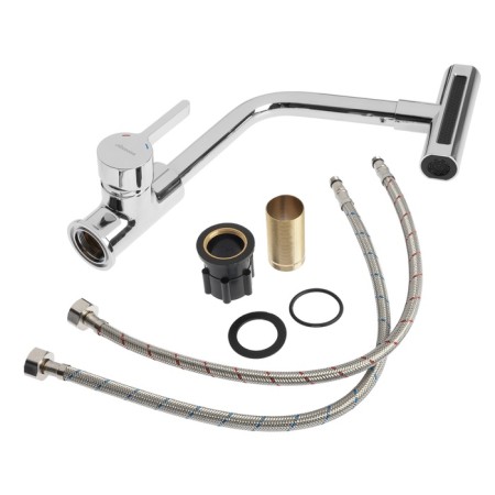 Accoona A4890-9 kitchen mixer, multifunctional, pour 24.6 cm, brass, chrome-9