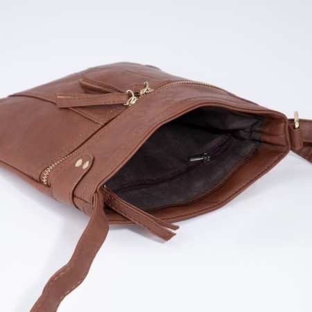 Cross-Bodi Bag on a zipper, brown color-4