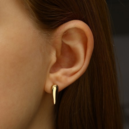 Earrings with pearls "Grace" chubby drop, white color in gold-5