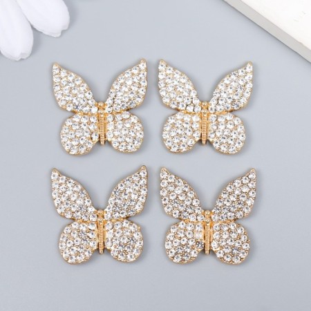 Decor for creativity Metal "Butterfly" rhinestones, gold 2.5x2.5 cm-2