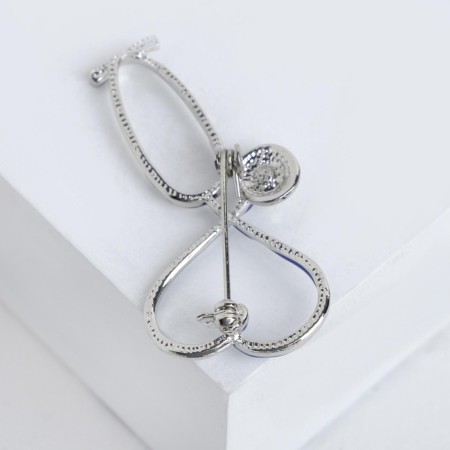 Brooch "Stethoscope" heart, blue color in silver-2
