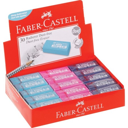 Eraser Faber-Castell "Dust Free", rectangular, in film, 11 x 18 x 41 mm, turquoise, pink, blue-2