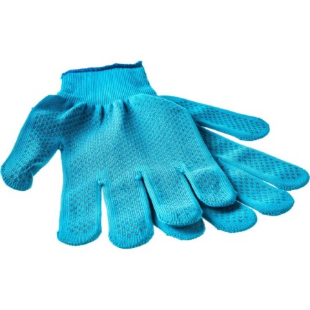 Gloves of nylon garden, knitting class 13, with PVC points, size 10, blue-3