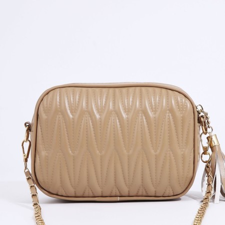 Cross-Bodi Bag on a zipper, beige color