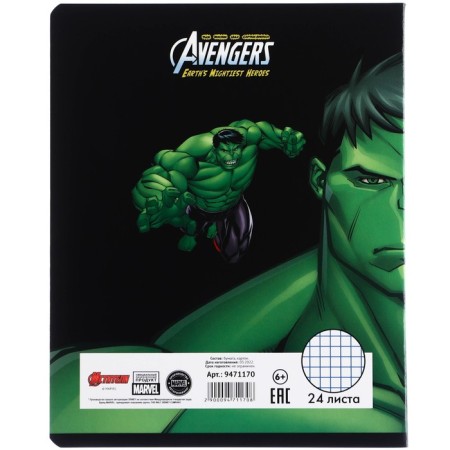 Notebook in a cage 24 sheets, 5 types of mix, partial UV-pk, cover covering cardboard, avengers-12