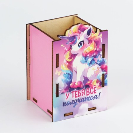Organizer for the office "You will succeed!", The size is assembled 6.6 x 6.6 x 10.5 cm-2