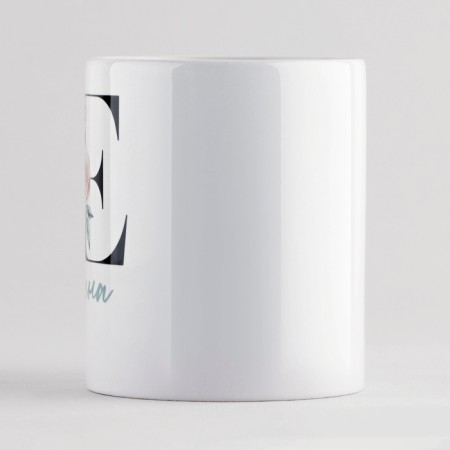 Ceramic mug "E - Elena", 320 ml, white color-1