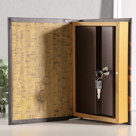 Safe-book wood, leatherette, mirror "Girl in a hat" 24x16x5 cm-1