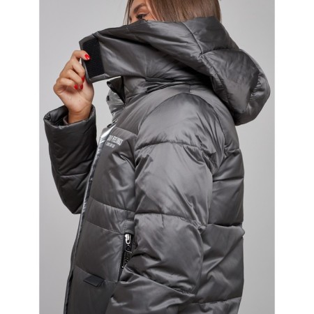 Coat insulated winter female, size 42, dark gray color-14