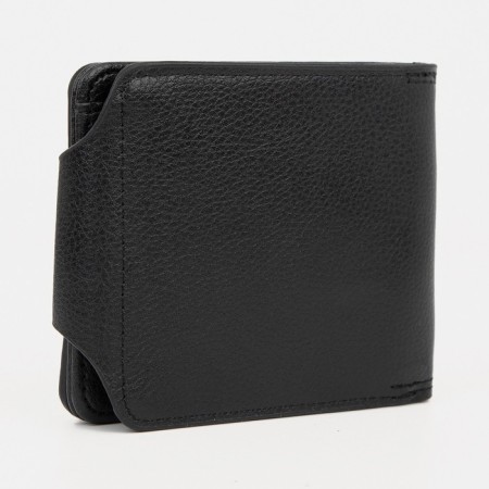 Male purse for magnet, department for bills, for maps, for coins, black color-1