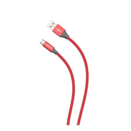 PERO DC -02, microUSB cable - USB, 2 A, 1 m, fabric braid, red-2