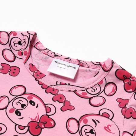 Set for a home -made girl (T -shirt/shorts) "Bear", pink color, height 110-1