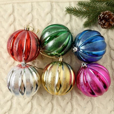 Set of balls plastic D-8 cm, 6 pcs "Proxy overflow" mix
