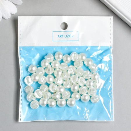 Buttons plastic for creativity on the leg "pearl ball" set of 50 pcs 1x1 cm-2