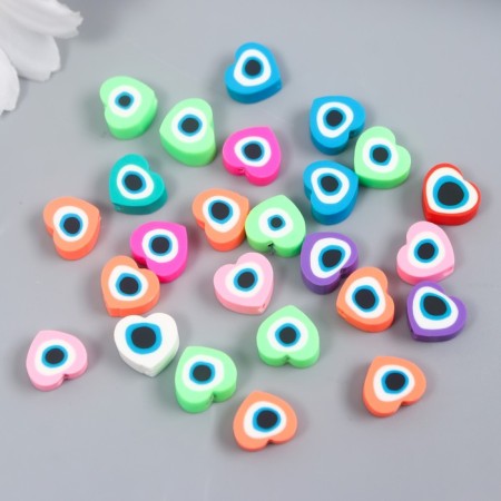 Beads for PVC creativity "Hearts from the evil eye" Color set 25 pcs 0.5x1x1.1 cm