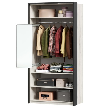 Sleep mirror in a wardrobe on rails, 90 x 35cm, white-2
