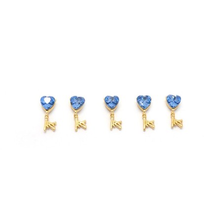 Metal fittings Pole "Golden Key", with a blue crystal, 2 pcs