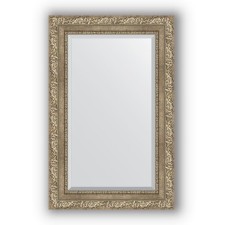 Mirror with fatset in the baguette frame - Antique silver vignette 85 mm, 55 x 85 cm, evoForm