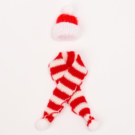 Knitted hat and scarf for toys "Winter mood"