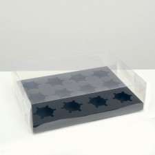 Box for 12 cupcakes, black, 34.7 × 26.3 × 10 cm
