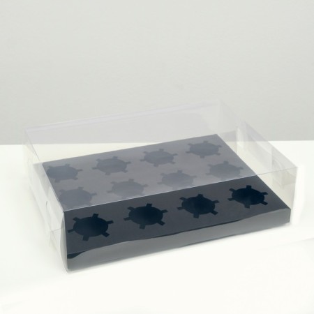 Box for 12 cupcakes, black, 34.7 × 26.3 × 10 cm