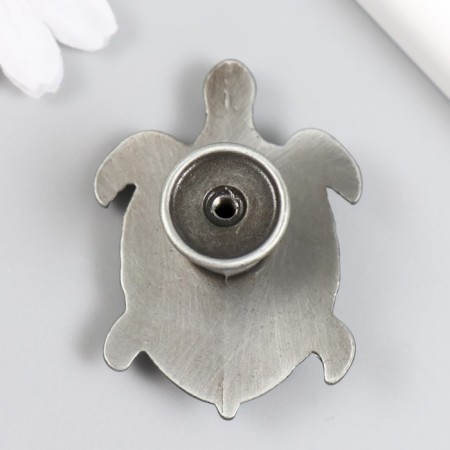 Handle for the casket Metal "Turtle" aged silver 6.1x4.4 cm-2