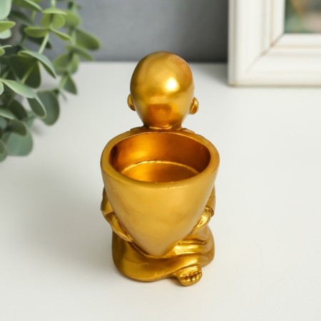 Souvenir Polystone candlestick for 1 candle "Little Buddha" 7.5x5x10 cm-2