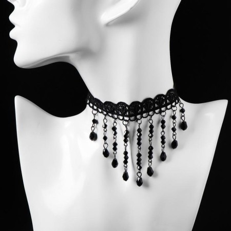 Choker "Madam" placket beads, black color, l = 31 cm