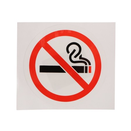 A car sticker, reflecting 9 x 8 cm, "do not smoke"