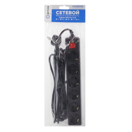Network filter 5Bites SP6B-250 6S, 6 outlets, 5 m, 10 A, 3x0.75 mm2, s/k, with off., Black-4