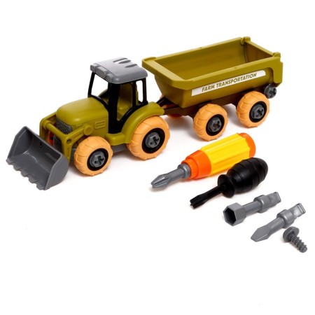 The designer of the screw "Tractor with 2 trailers", with a screwdriver, and accessories-3