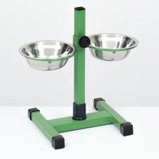 A stand with bowls, 2 x 350 ml, height 30 cm, collapsible, green
