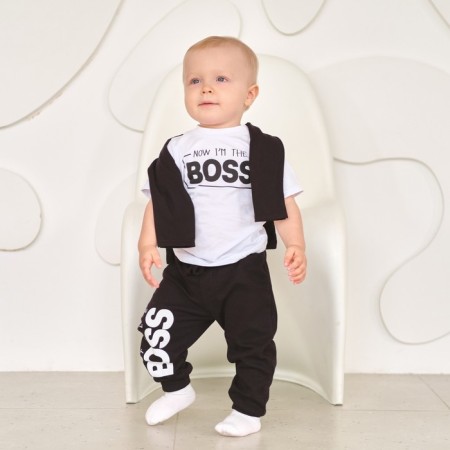 Pants children's baby Me "Little Boss", height 80-86 cm, black color-1