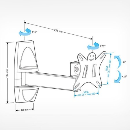 The bracket for LCD TV Holder LCDS -5004 10 " - 26", 25 kg, the distance from the wall is 80 - 235mm.-1