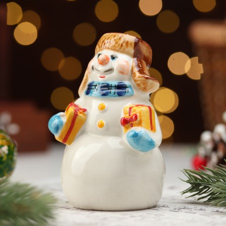Souvenir "Snowman Gift", 10 cm, porcelain-1