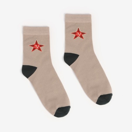 Men's socks, hacki beige/star, size 42-43-1