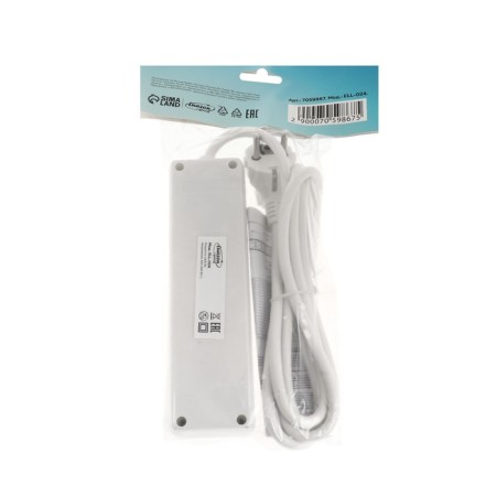 Extension cord Luazon Lighting, 3 sockets, 1.8 m, 10 A, 2200 W, 3x0.75 mm2, s/c, with excavation, b-4