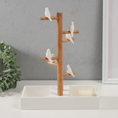 Souvenir tree stand for jewelry "Birds on a tree" White 24x12x32 cm-3