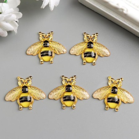 Decor for creativity plastic "Bee with golden lines" 2.6x3.1 cm-2