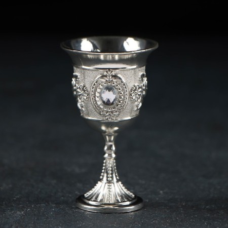 Drinking drink on the stand “Marena”: 6 glasses 30 ml, silver color-1