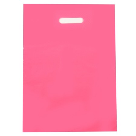 Polyethylene package with a cut handle, pink 30-40 cm, 30 μm