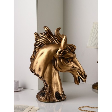 Figure "Horse head", polystone, 51 cm, color gold-2