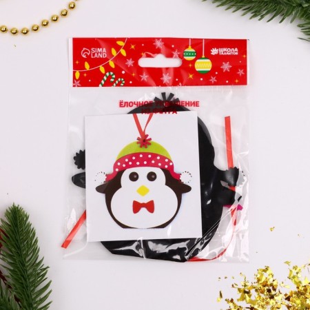 Set for creativity - Create a Christmas tree decoration from a felt "Penguin in a hat"-3