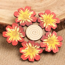 Hot “red-yellow flower” stand, 12x12 cm, wood mix